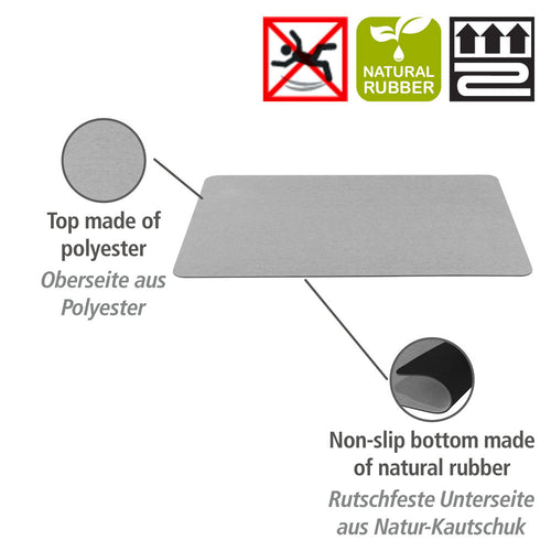Badematte hurtigtørkende 50 x 80 cm grå polyester bakside