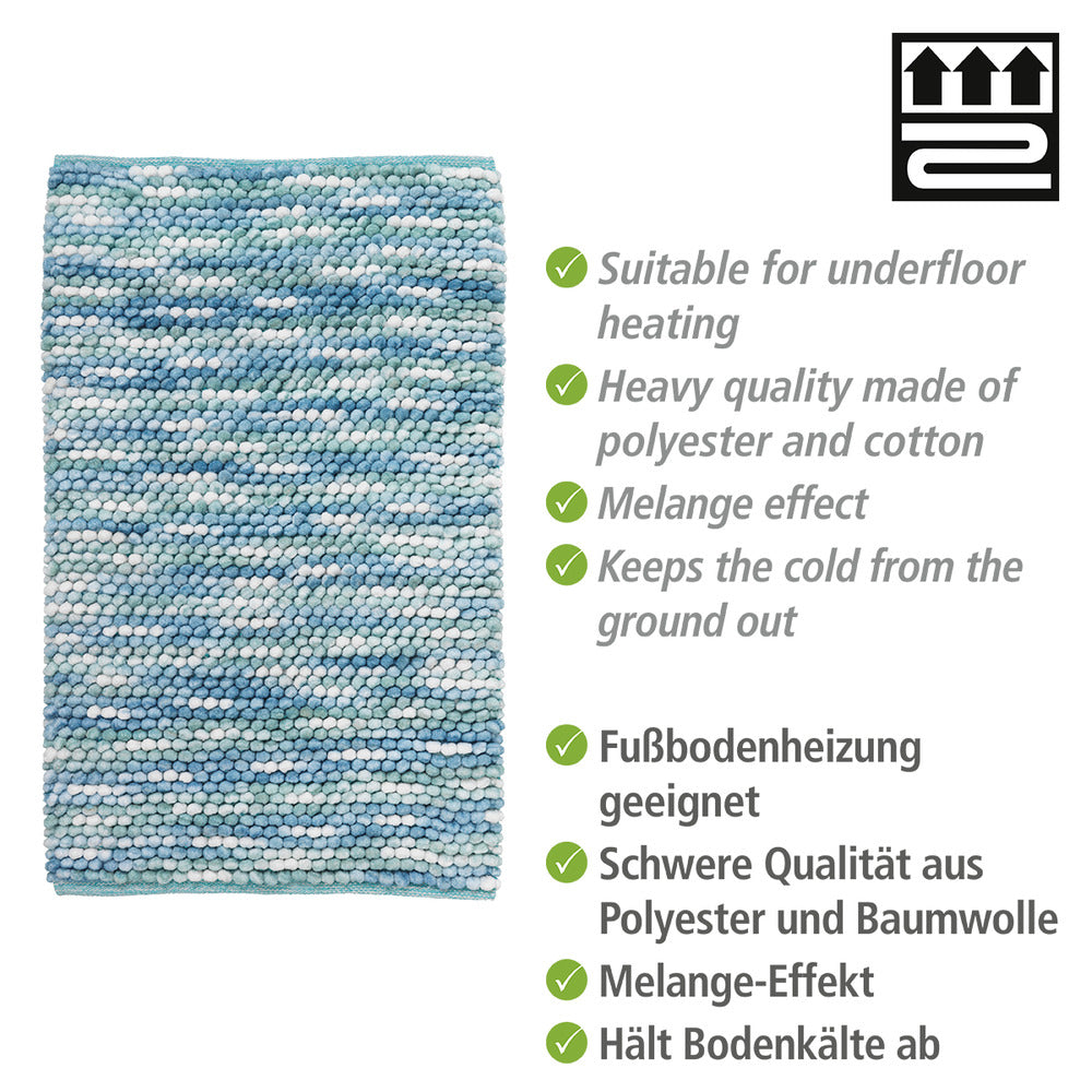 Badematte polyester aqua 60 x 90 cm bakside