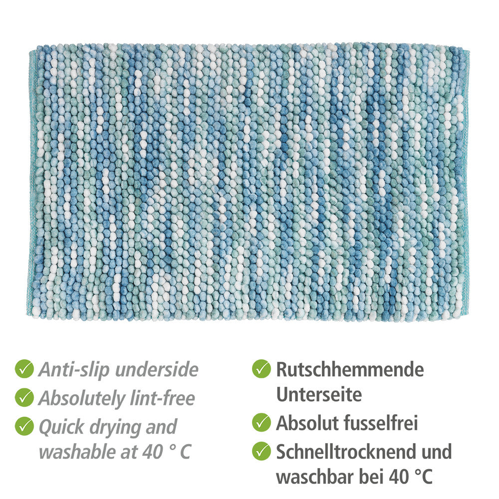 Badematte polyester aqua 60 x 90 cm detalj av materiale