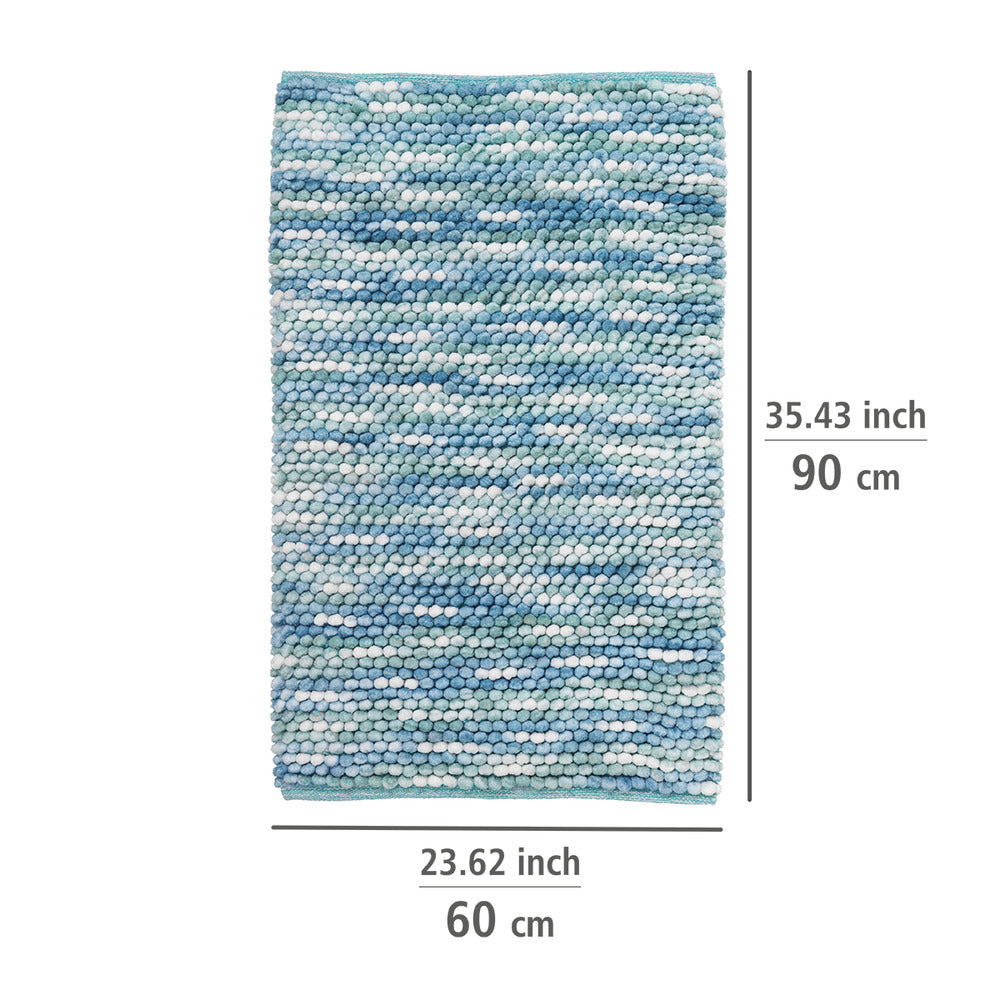 Badematte polyester aqua 60 x 90 cm montert på gulv