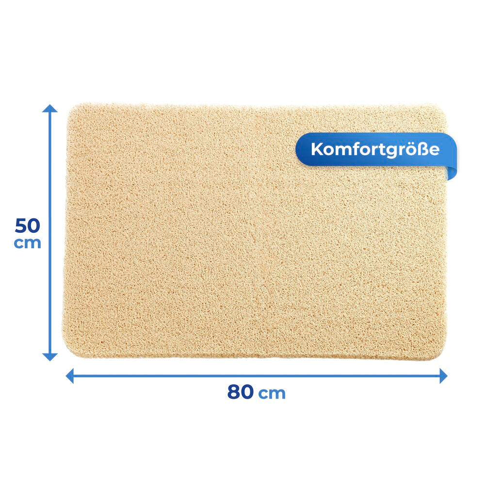 Badematte PVC beige 50x80 cm sklisikker bakside