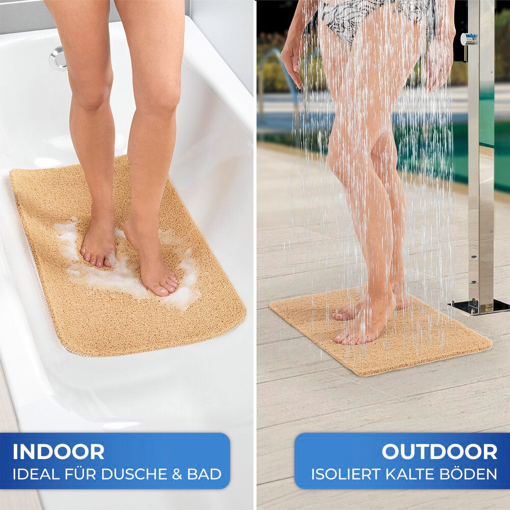 Badematte PVC beige 50x80 cm sklisikker i bruk