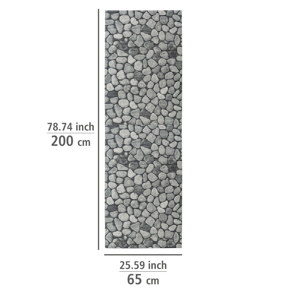 Badematte Sassi grå 65 x 200 cm tilskjærbar PVC nærbilde av materiale