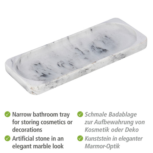Badeskål Desio polyresin hvit marmorlook bakside