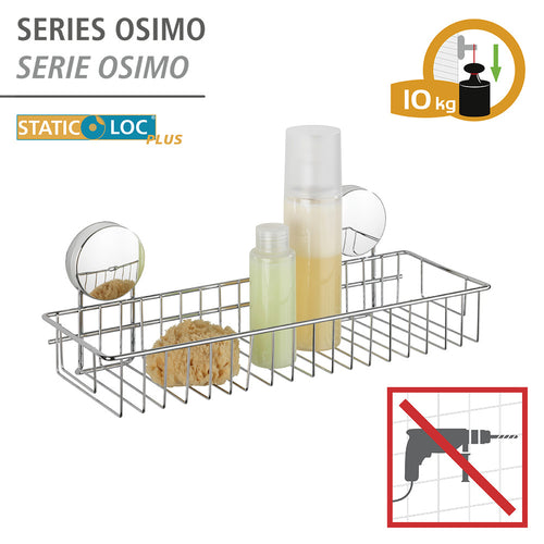 Badhylle vegg Static-Loc® Plus Osimo metall sølv bakside