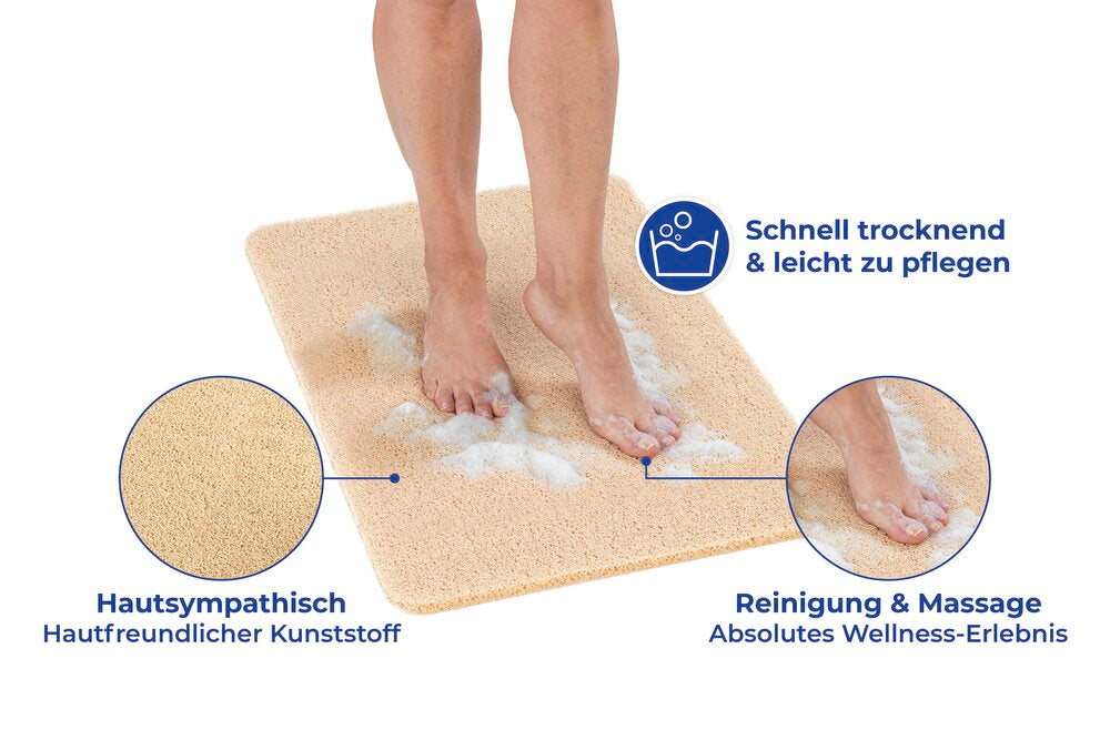 Badmatte Wellness beige 40 x 60 cm sklisikker montert på gulv