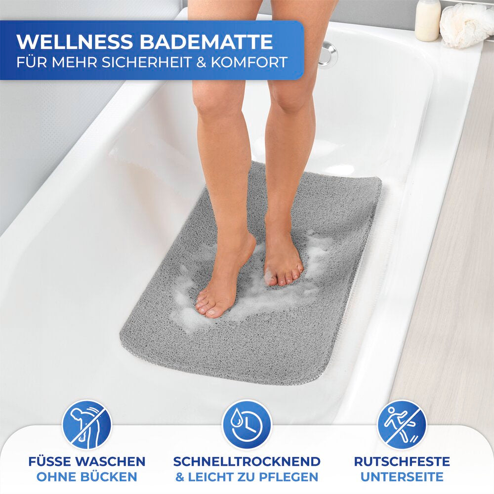 Montert Badmatte Wellness grå 50 x 80 cm sklisikker på badet