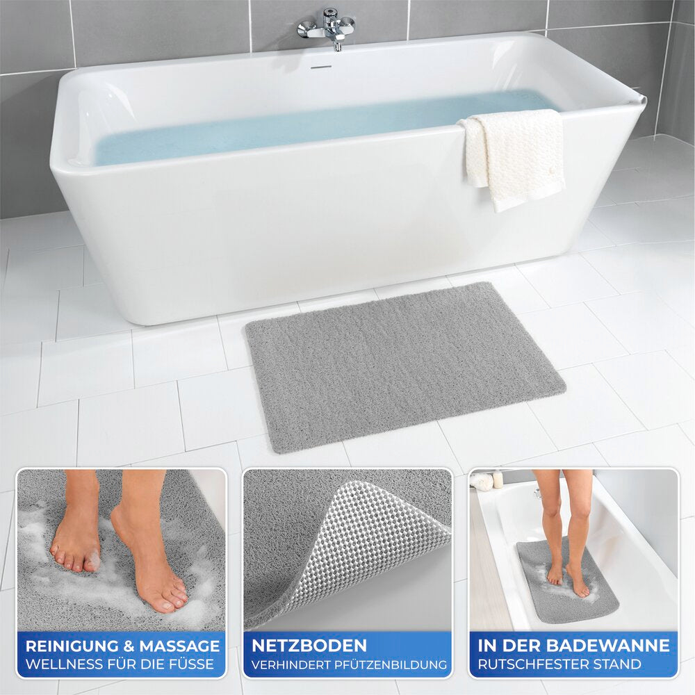 Nærbilde av overflaten på Badmatte Wellness grå 50 x 80 cm sklisikker