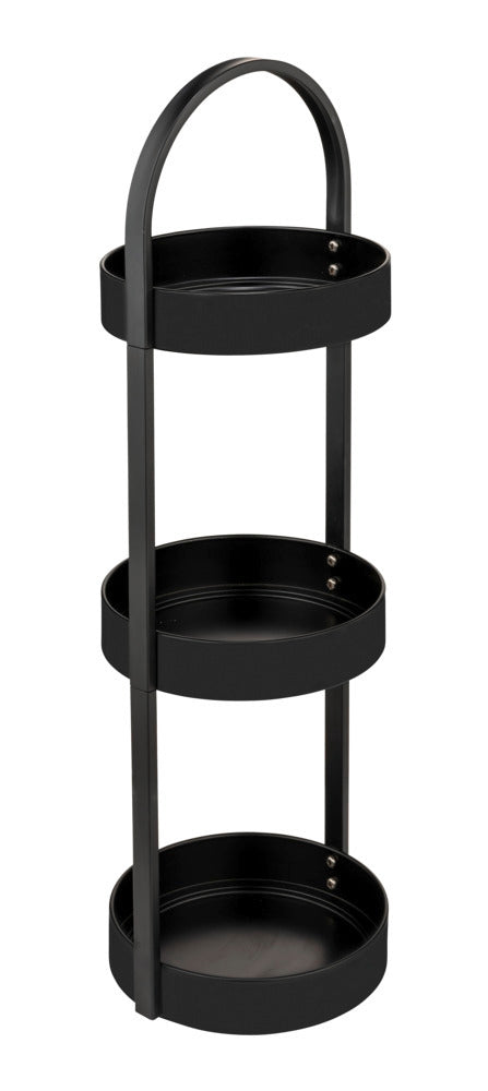 Badreol Dongo svart matt 3 hyller metall forfra