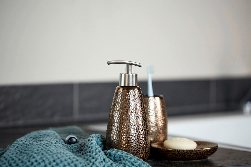 Badtilbehørsett Marrakesh keramikk 3-delt brun detaljdesign