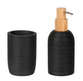 Badtilbehørsett Altavalle svart polyresin og bambus front