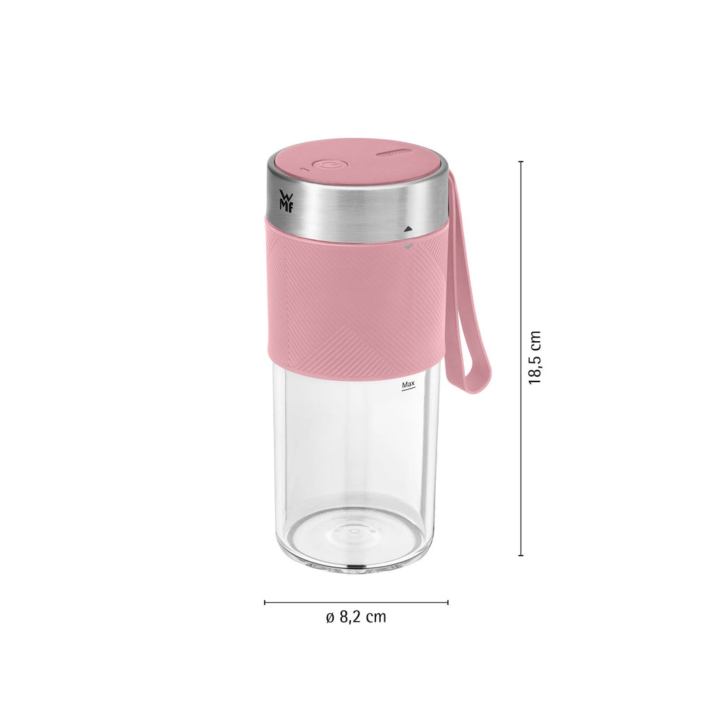 Bærbar smoothieblender 0,3 L tritan oppladbar rosa detalj av kniver