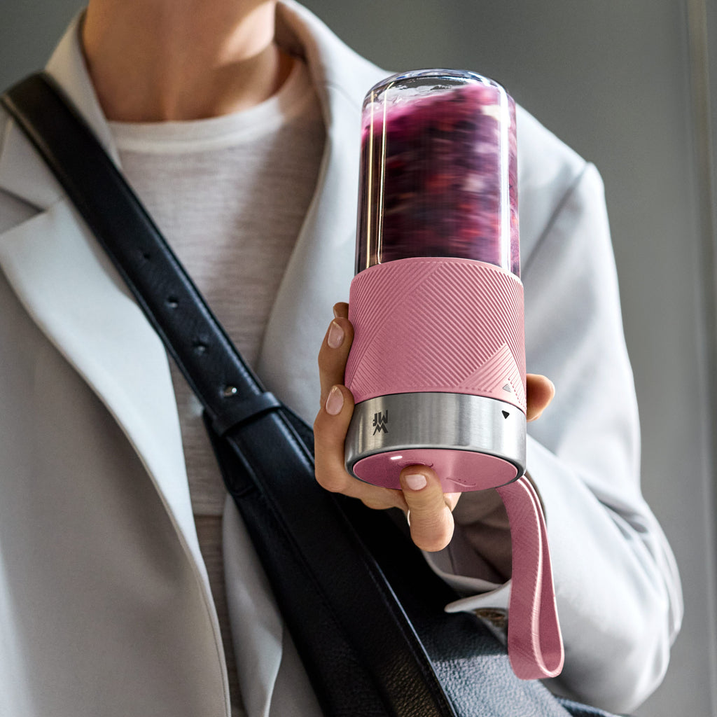Bærbar smoothieblender 0,3 L tritan oppladbar rosa med lokk