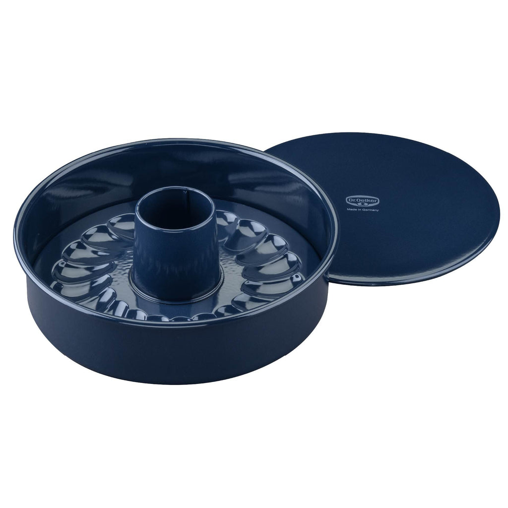 Bakeform med flat- og rørbunn emalje Ø28 cm PFAS-fri Dr. Oetker forfra