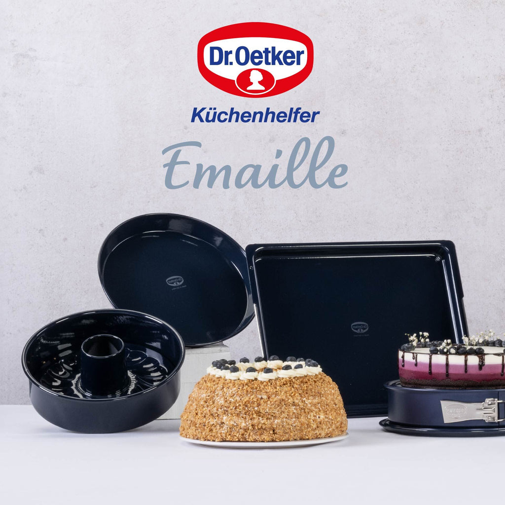 Bakeform med flat- og rørbunn emalje Ø28 cm PFAS-fri Dr. Oetker utsikt ovenfra