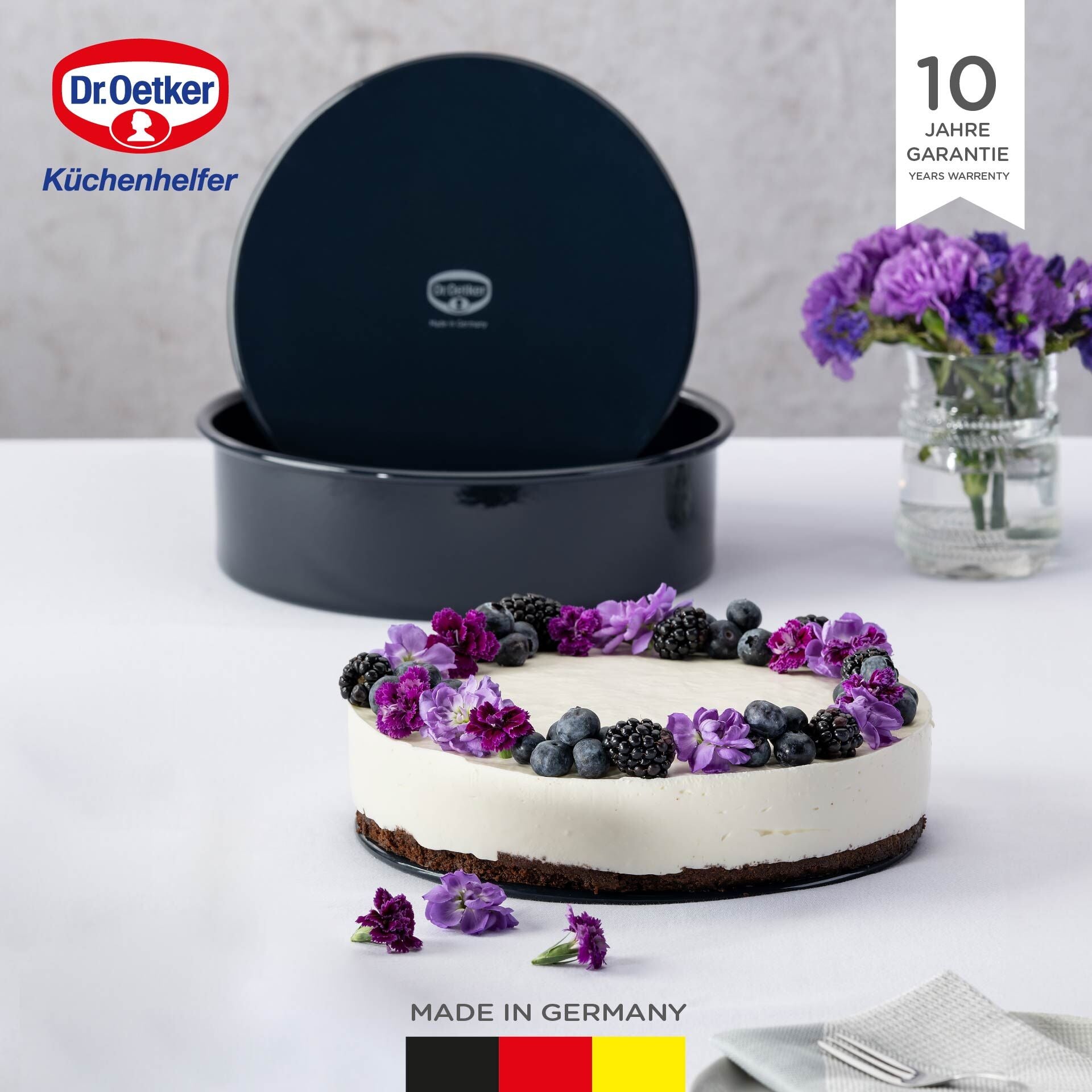 Nærbilde av emaljeoverflate på bakeform med løftbunn Ø26 cm Dr. Oetker