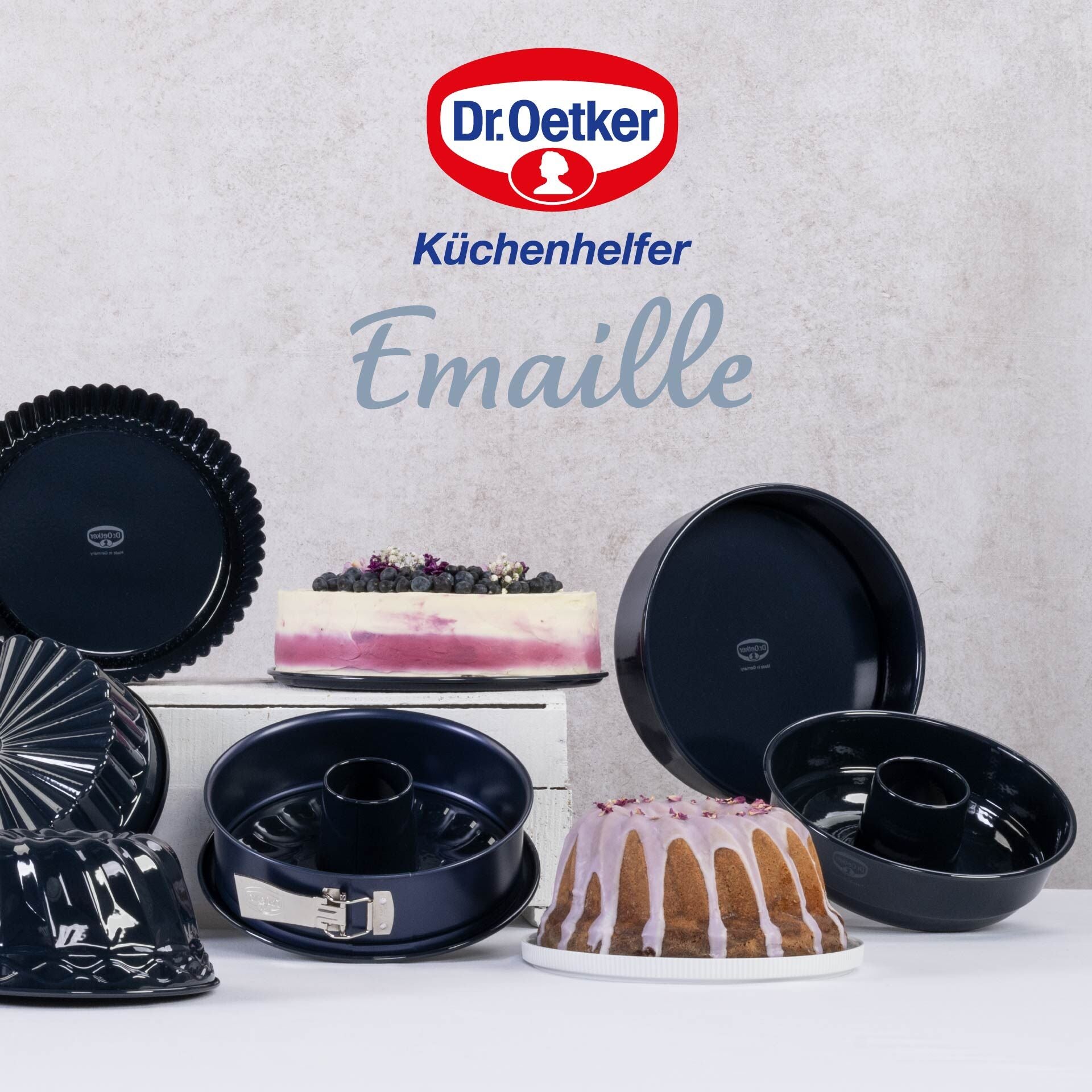 Bakeform med løftbunn emalje Ø26 cm PFAS-fri Dr. Oetker sideprofil