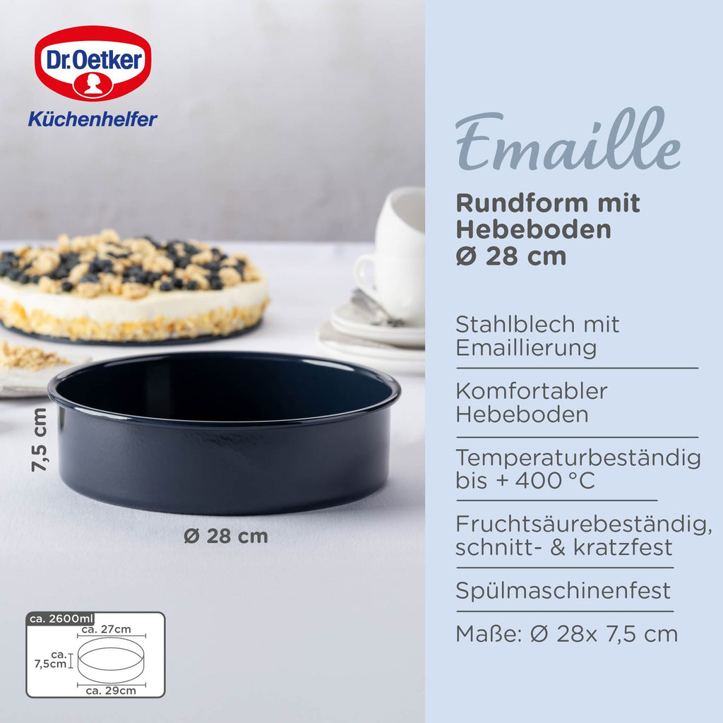 Bakeform med løftbunn emaljert Ø28 cm PFAS-fri - Dr. Oetker nærbilde av emalje