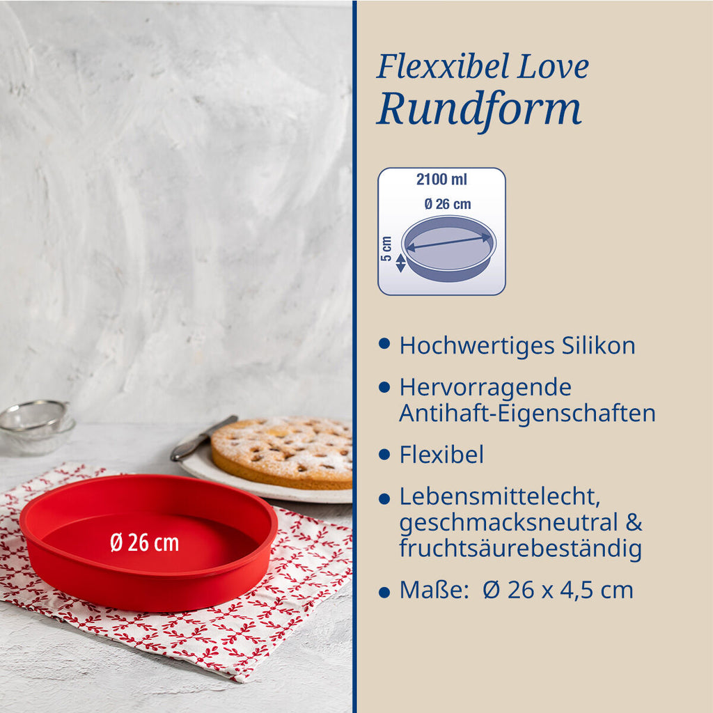 Bakeform rund silikon Ø26 cm Flexxibel Love - Dr. Oetker side