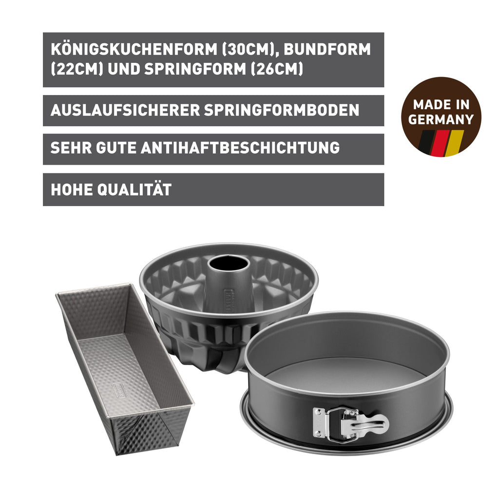 Bakeformsett 3-delt non-stick springform bundform brødform - Kaiser bakside