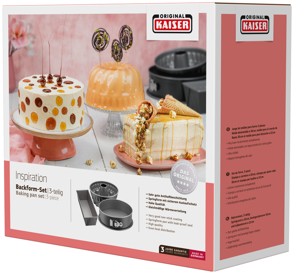 Bakeformsett 3-delt non-stick springform bundform brødform - Kaiser detalj