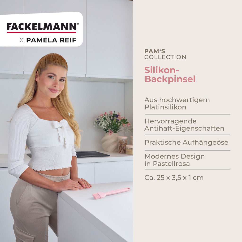 Bakekost silikon rosa 28 cm Pamela Reif nærbilde av håndtak