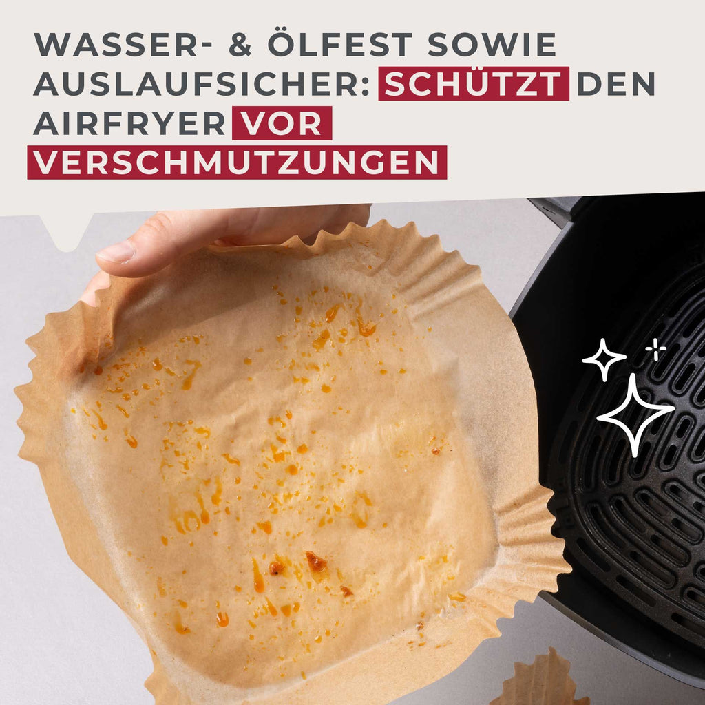 Bakepapir for airfryer firkantet 16 cm, 50 stk - Fackelmann nærbilde tekstur