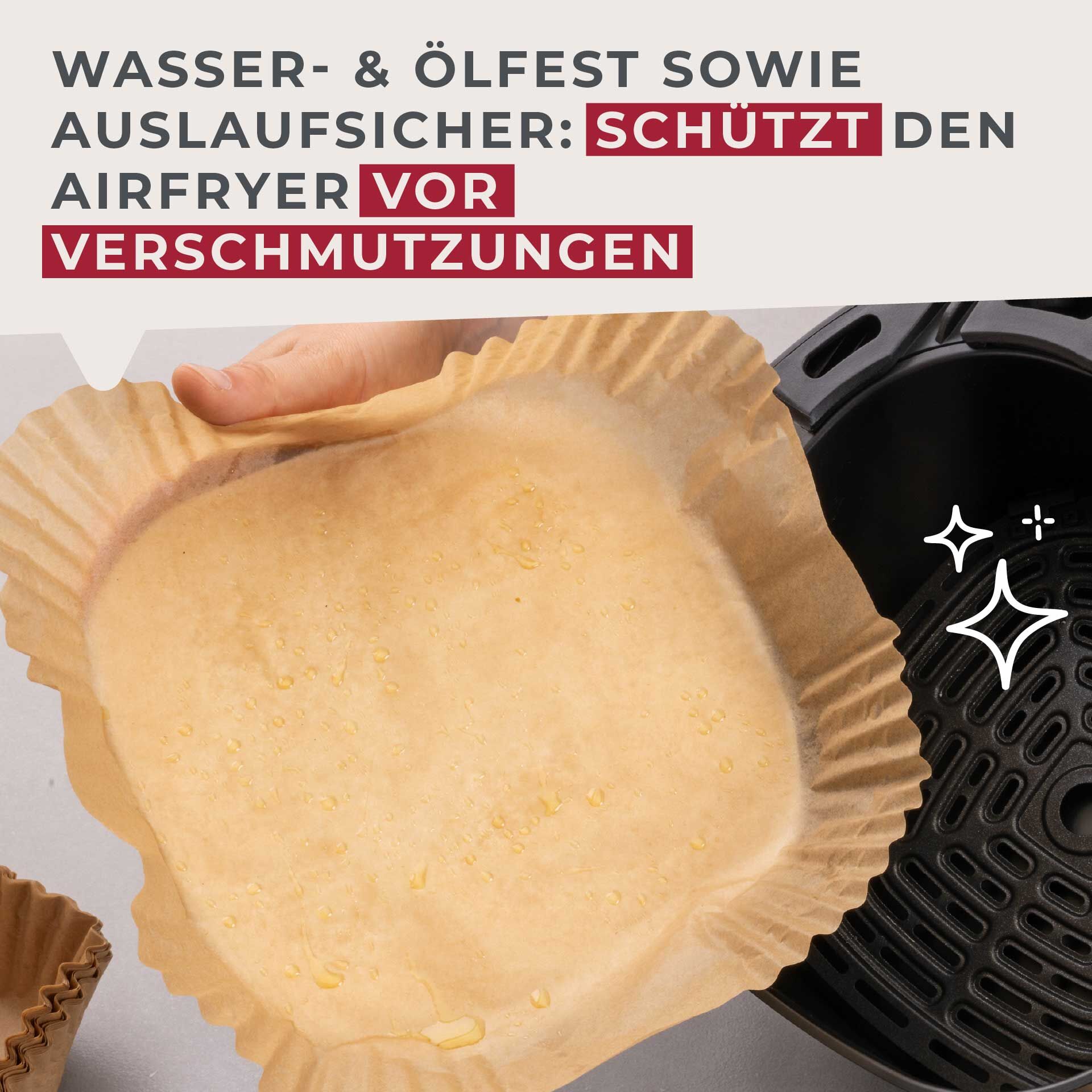 Bakepapir for airfryer firkantet 20 cm 50 stk - Fackelmann tekstur