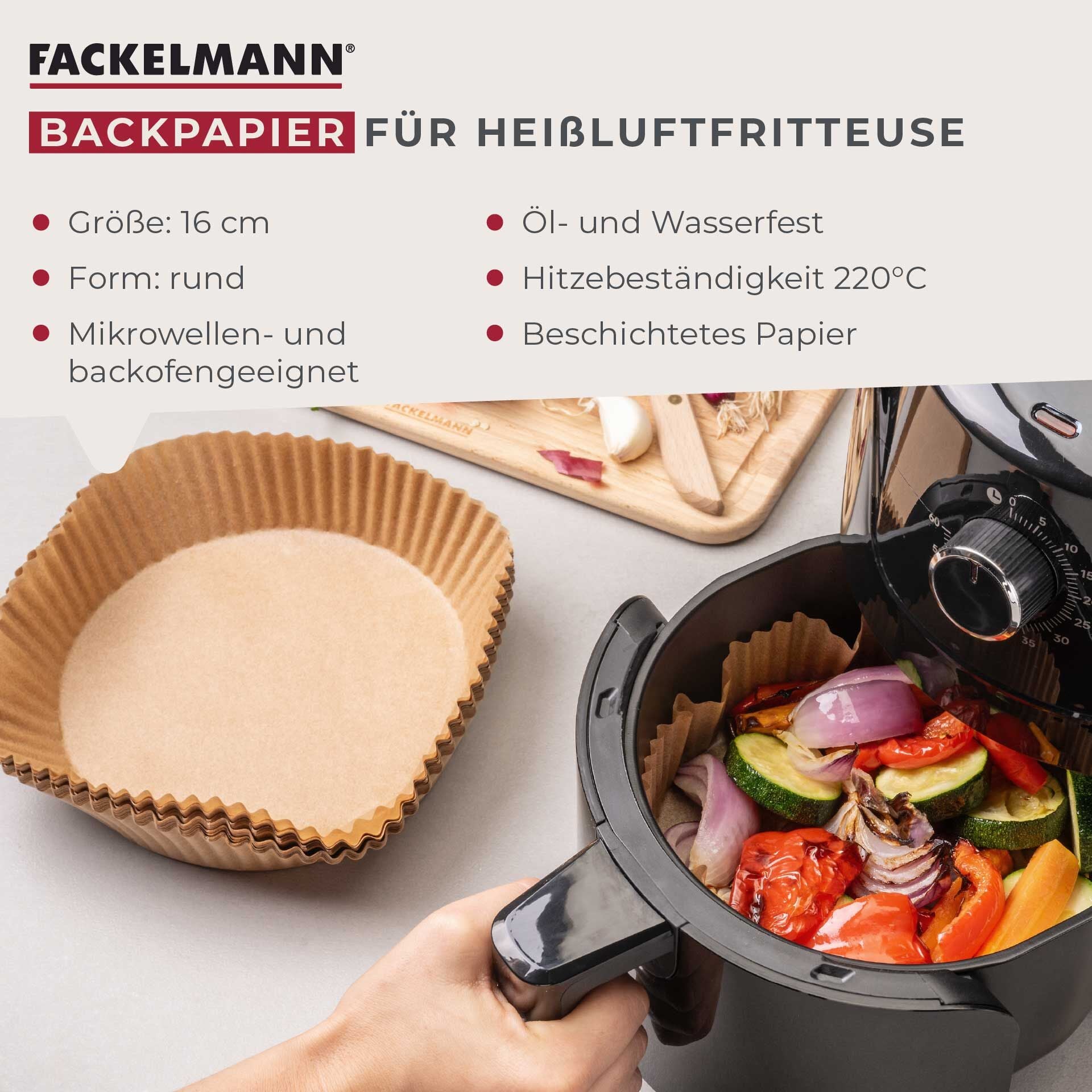 Bakepapir for airfryer rund 16x4,5 cm 40 stk - Fackelmann montert i airfryer