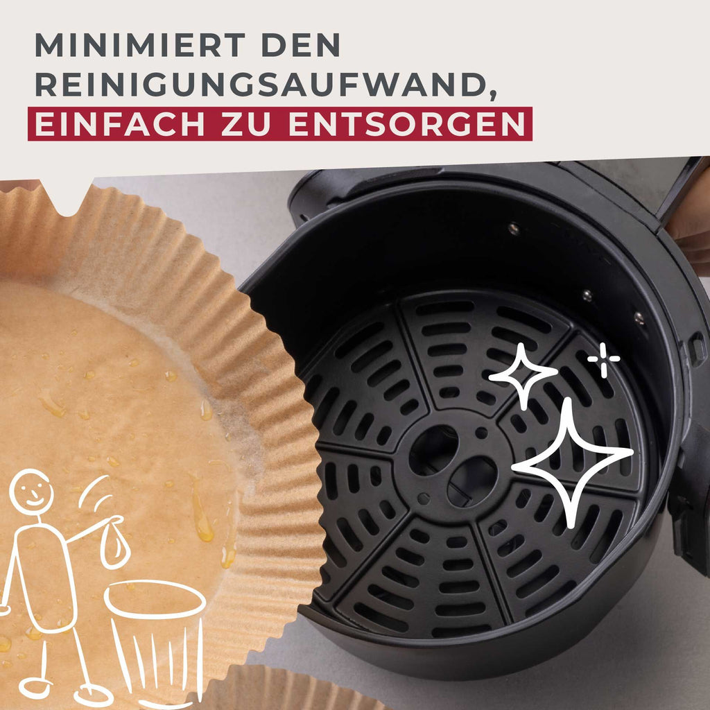 Bakepapir for airfryer rund 16x4,5 cm 40 stk - Fackelmann i bruk