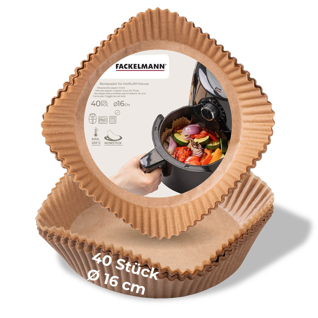Bakepapir for airfryer rund 16x4,5 cm 40 stk - Fackelmann produktbilde