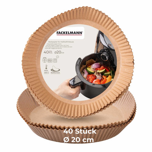 Bakepapir for airfryer rund Ø20 cm 40 stk - Fackelmann forfra