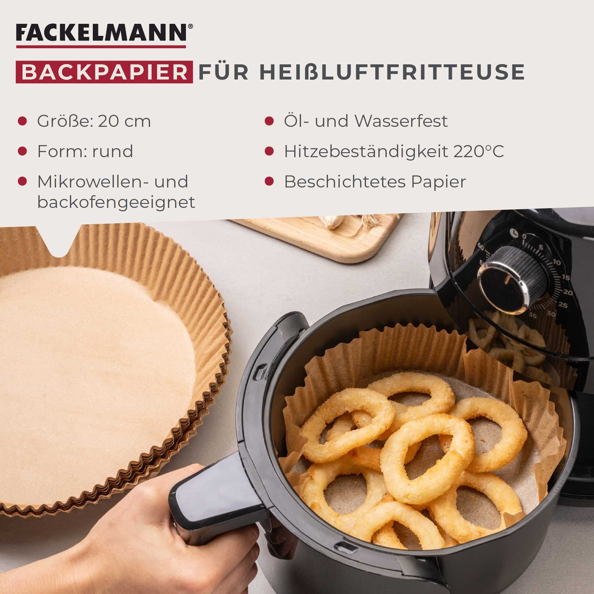 Bakepapir for airfryer rund Ø20 cm 40 stk - Fackelmann montert i airfryer