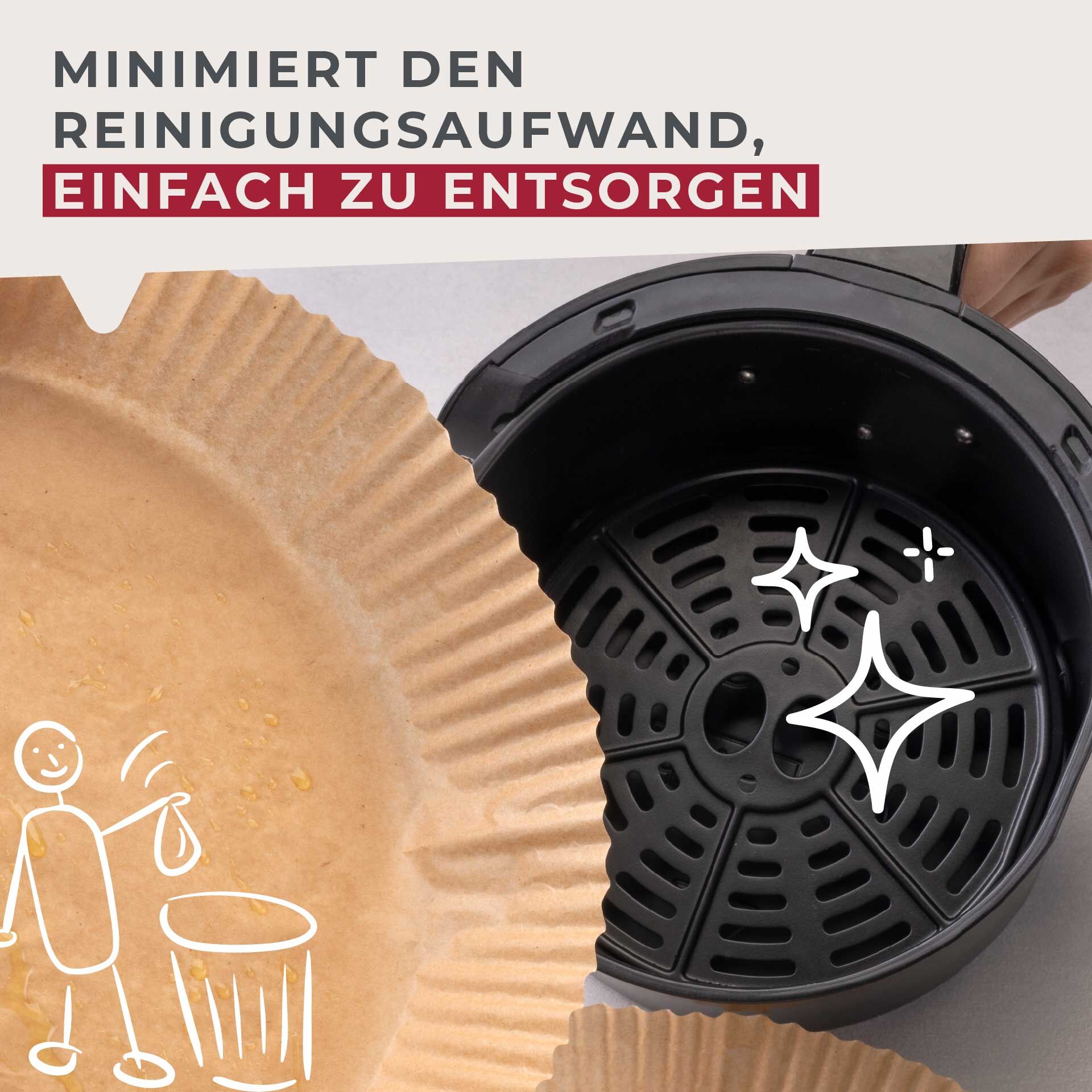 Bakepapir for airfryer rund Ø20 cm 40 stk - Fackelmann brukt til bakst