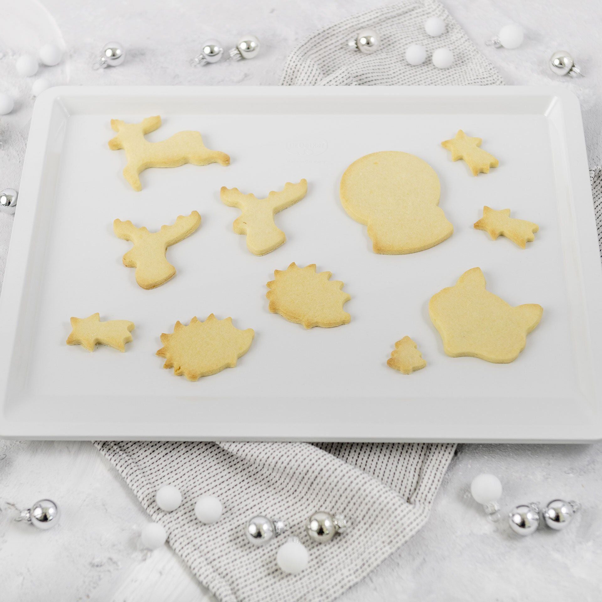 Detalj av bakeplate hvit White Christmas Baking