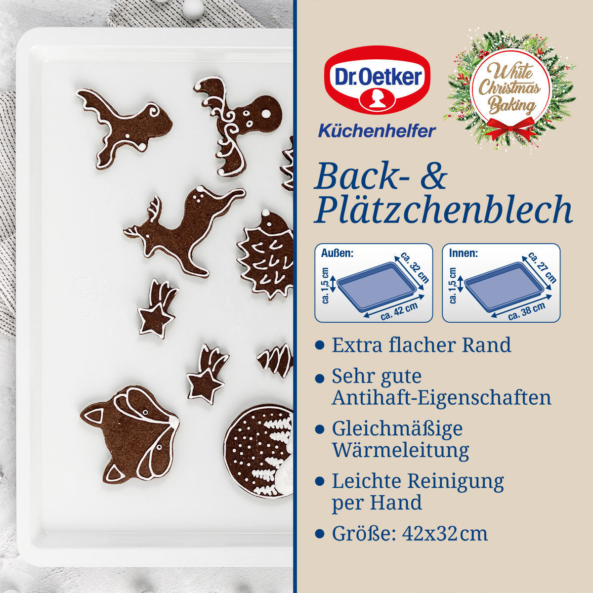 Bakeplate hvit White Christmas Baking nærbilde