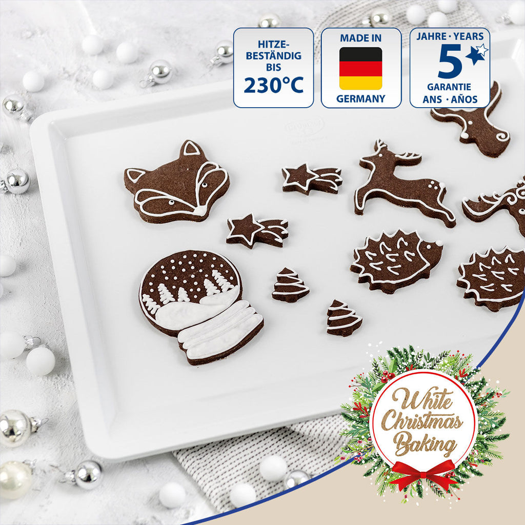 Bakeplate hvit White Christmas Baking montert