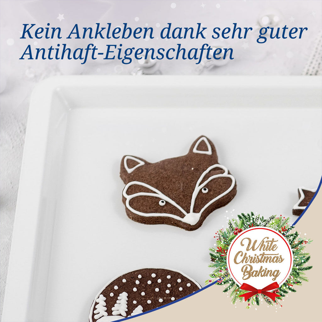 Bakeplate hvit White Christmas Baking kantdetalj