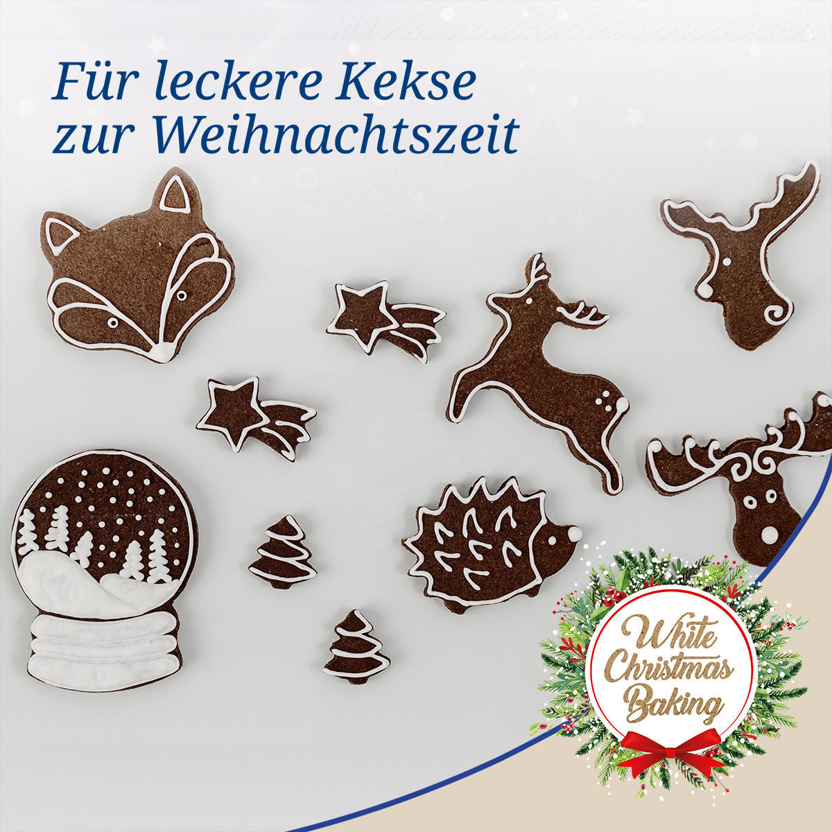 Bakeplate hvit White Christmas Baking med bakverk