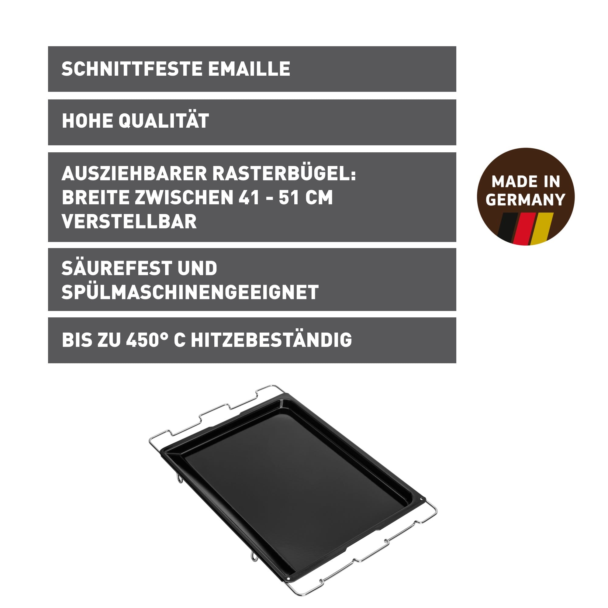 Bakeplate justerbar 41-51x33 cm emaljert - Kaiser bakside