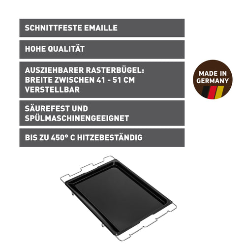 Bakeplate justerbar 41-51x33 cm emaljert - Kaiser bakside