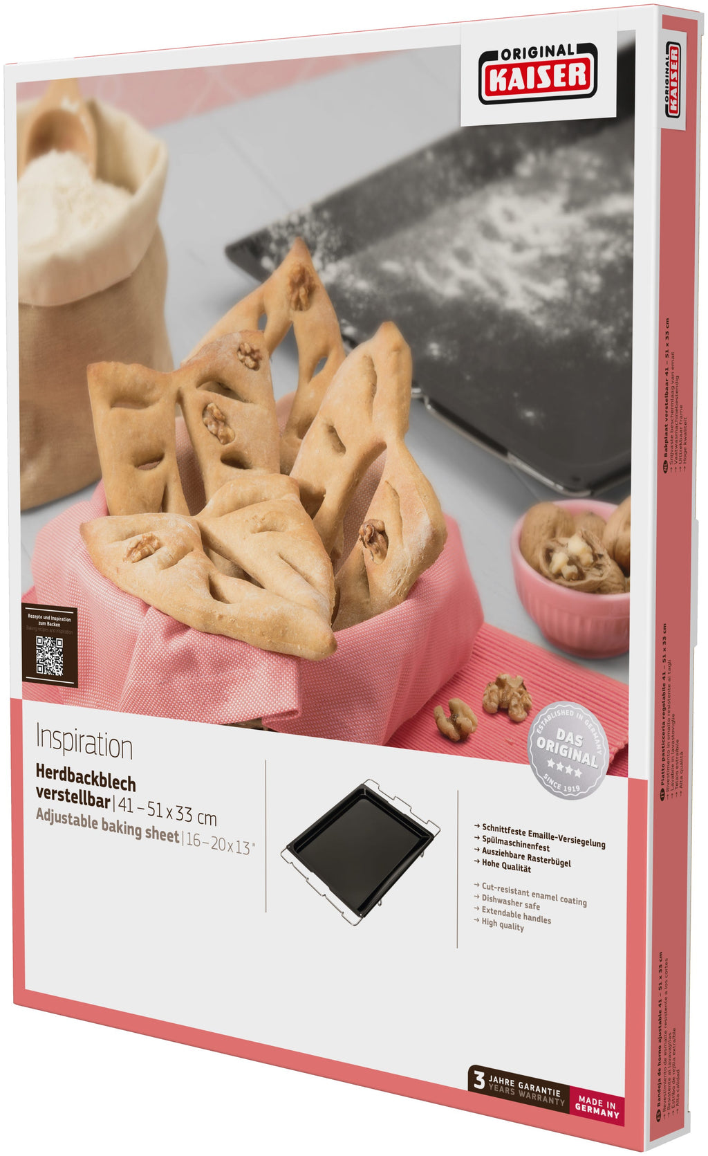 Detalj av Bakeplate justerbar 41-51x33 cm emaljert - Kaiser