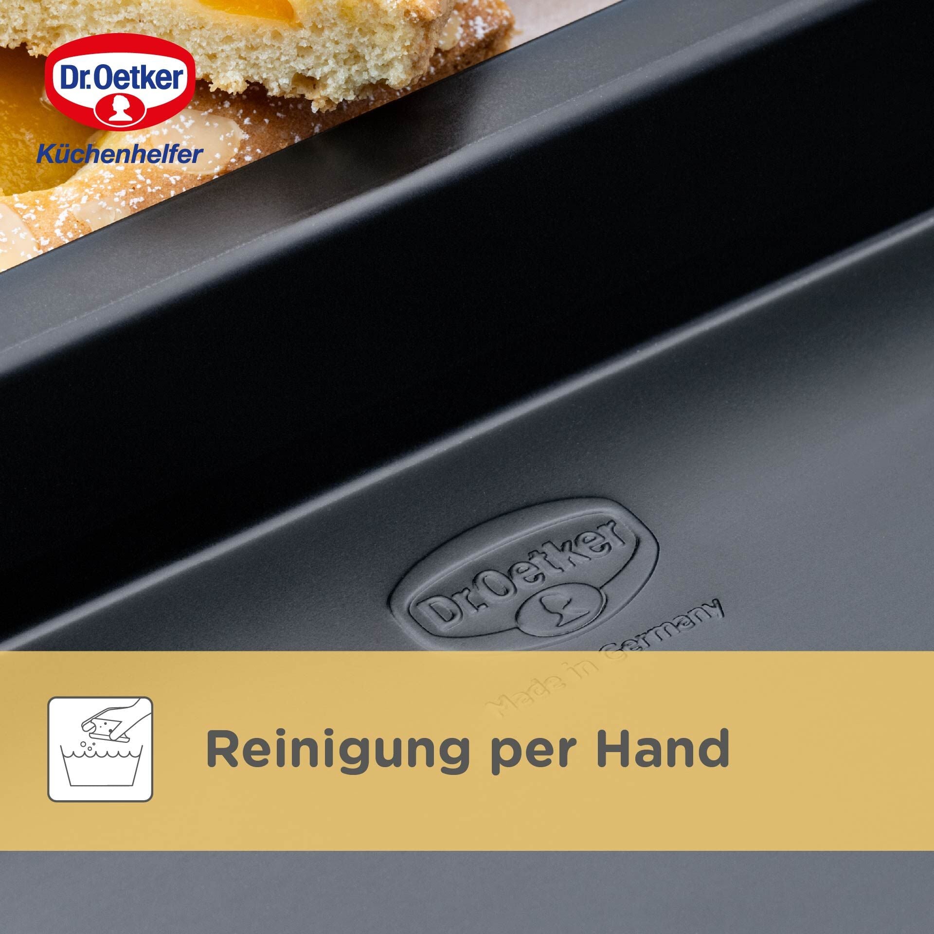 Bakeplate med ekstra høy kant 42x29 cm non-stick - Dr. Oetker nærbilde av kant