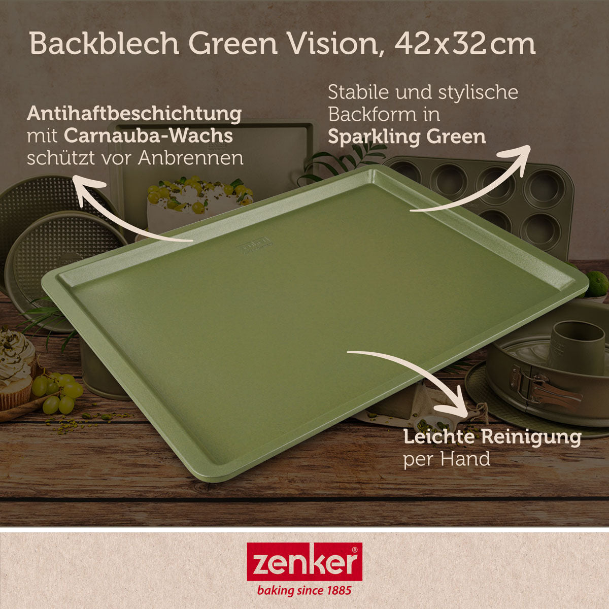 Bakeplate non-stick 42x32 cm Green Vision - Zenker detalj av non-stick belegg
