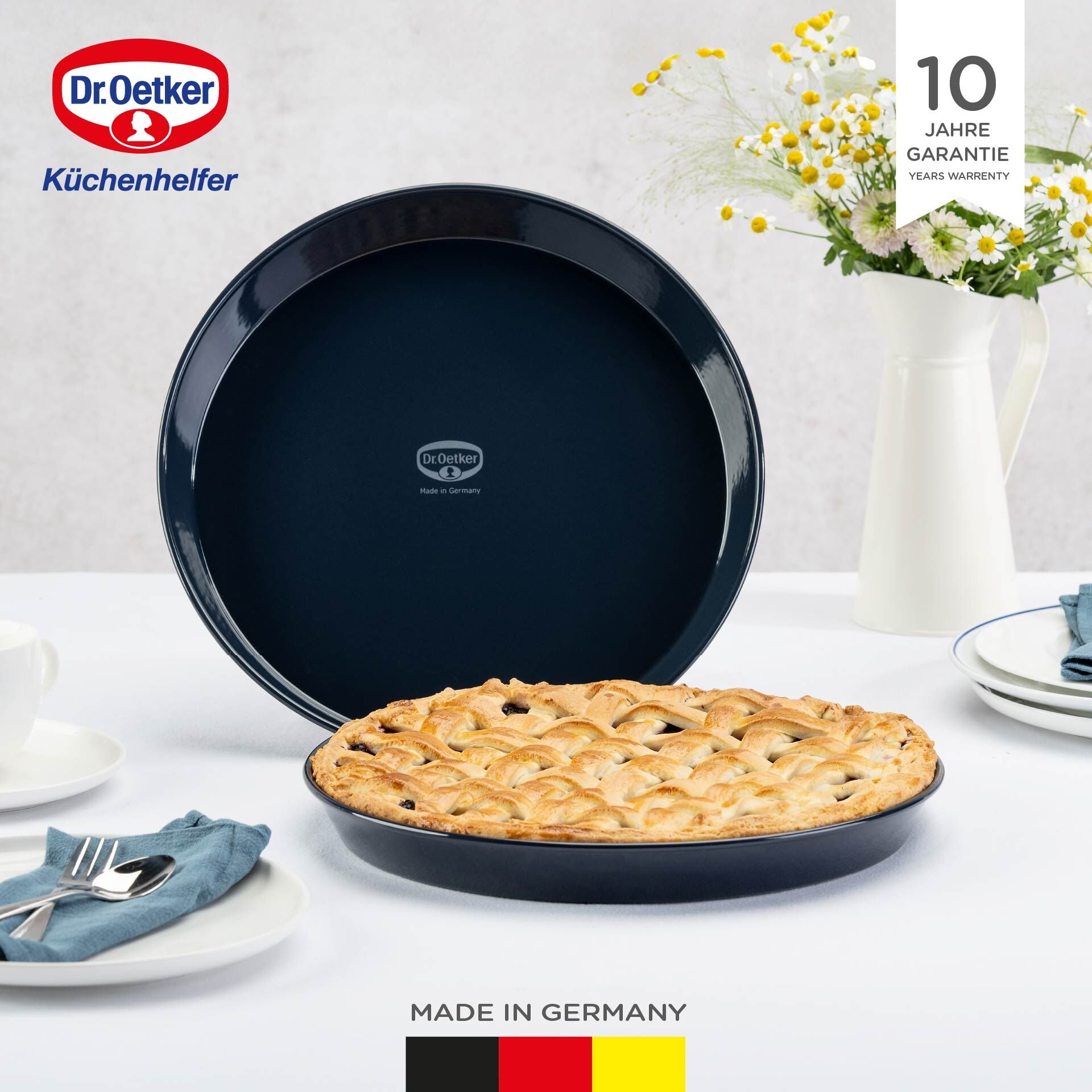 Bakeplate rund emaljert Ø30 cm PFAS-fri - Dr. Oetker montert i ovn