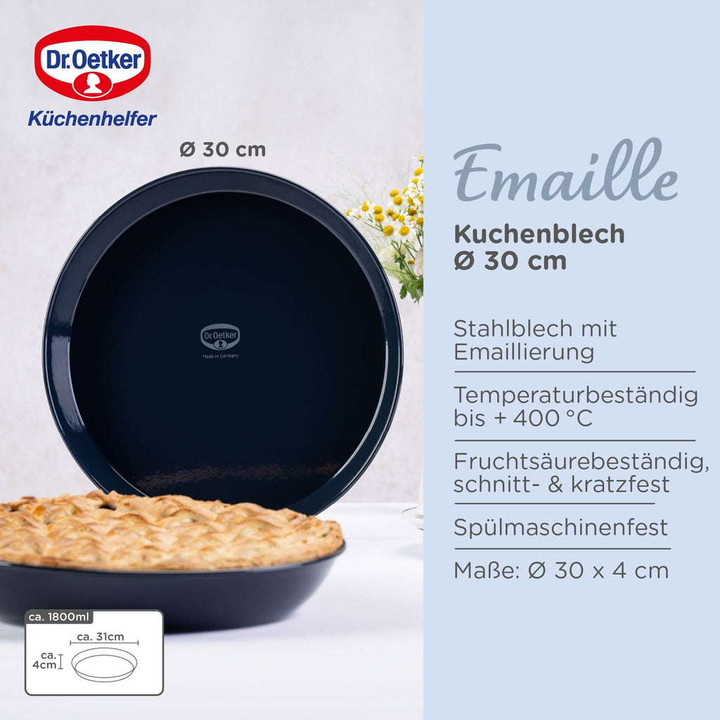 Bakeplate rund emaljert Ø30 cm PFAS-fri - Dr. Oetker nærbilde av kant