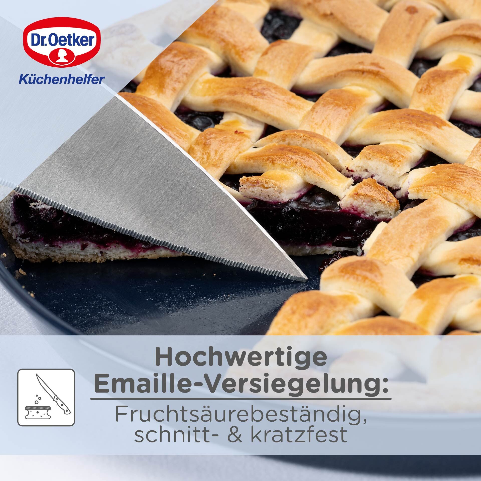Bakeplate rund emaljert Ø30 cm PFAS-fri - Dr. Oetker med mat