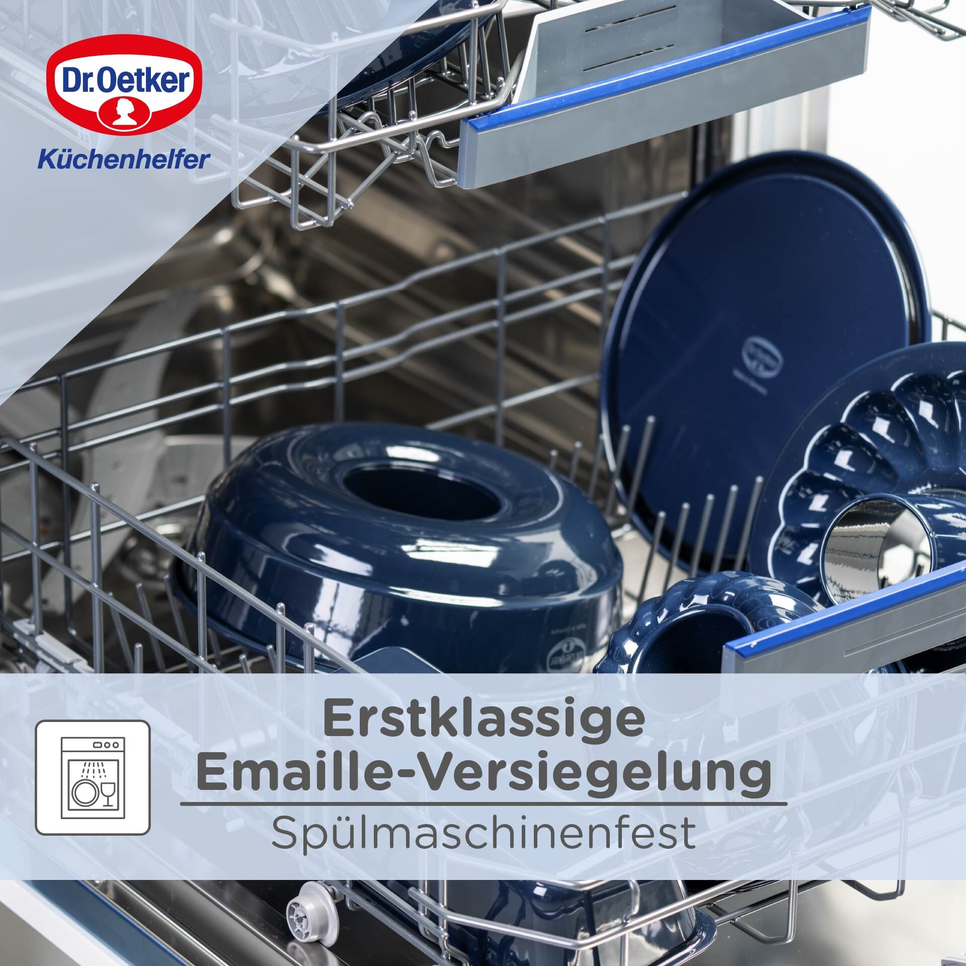 Bakeplate rund emaljert Ø30 cm PFAS-fri - Dr. Oetker logo detalj