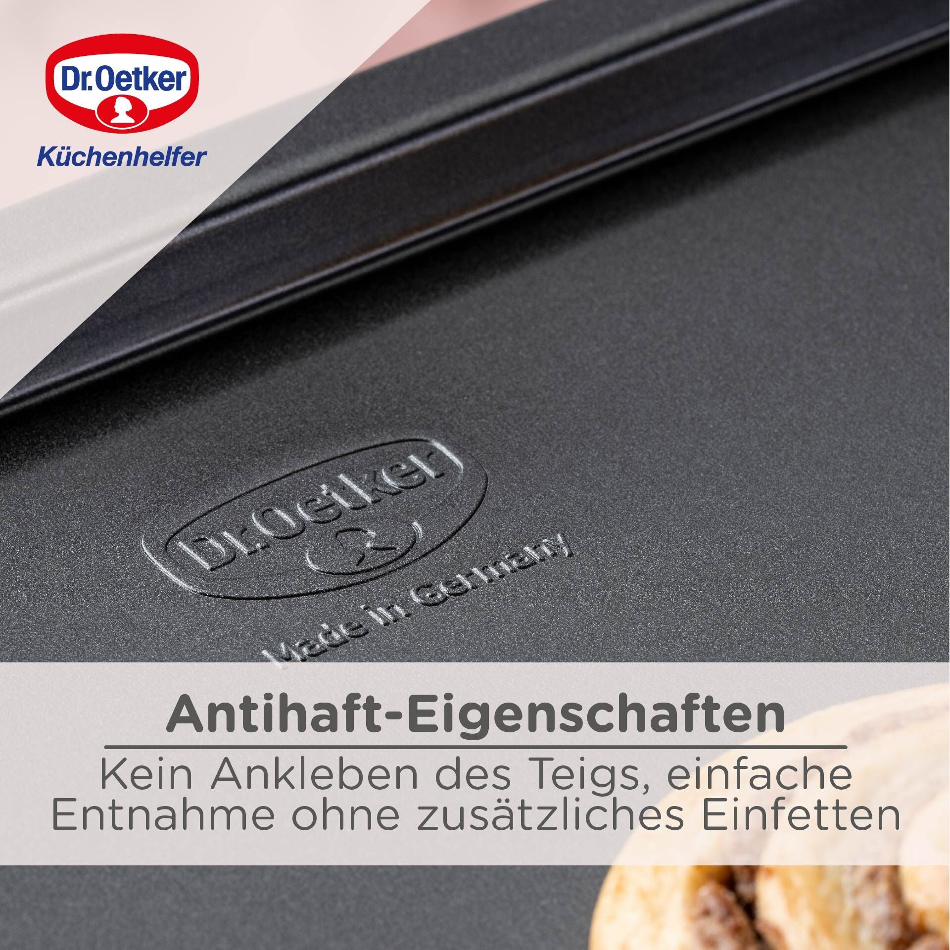 Bakeplate uttrekkbar 33-52 cm non-stick PFAS-fri Dr. Oetker justerbar bredde