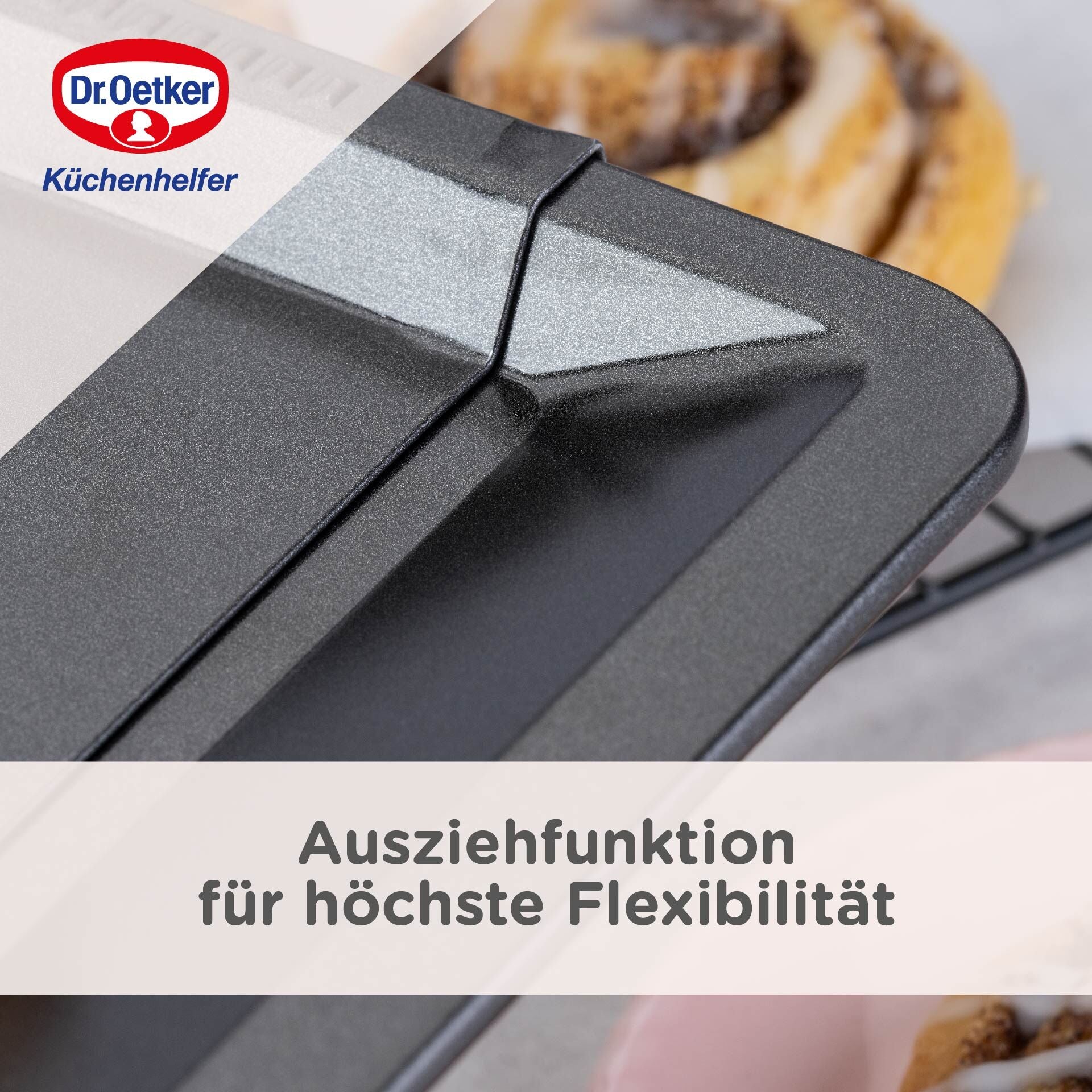 Bakeplate uttrekkbar 33-52 cm non-stick PFAS-fri Dr. Oetker emballasje
